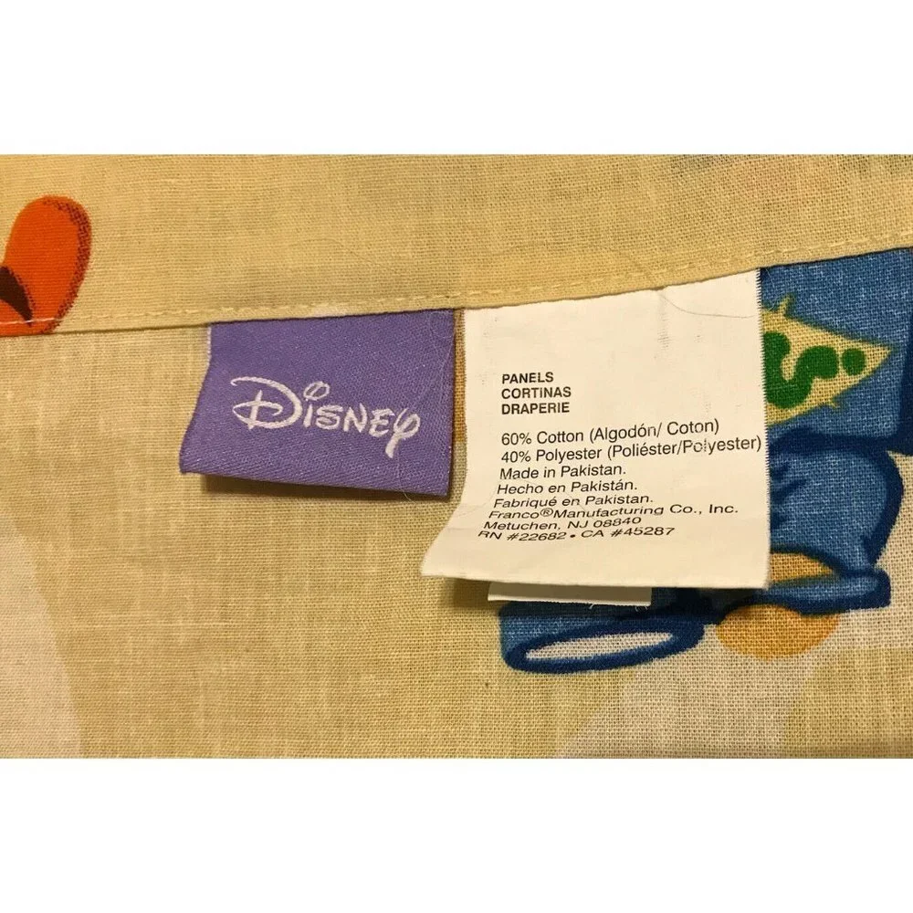 Disney Vtg WINNIE THE POOH/TIGGER Two 40x64” Curtain Panels 